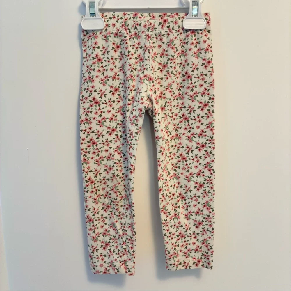 Old Navy Toddler Girl Button-Front Cardigan Sweater Pink & Floral Leggings 3T